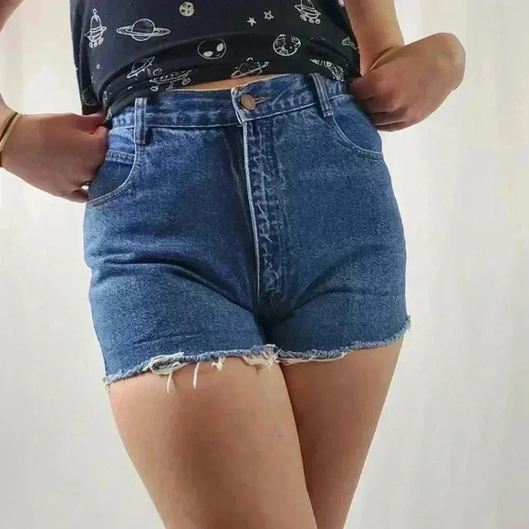Vintage 90s Giorgio Sant'Angelo Cutoff Denim Mom Jean Shorts - 8 - Picture 2 of 5